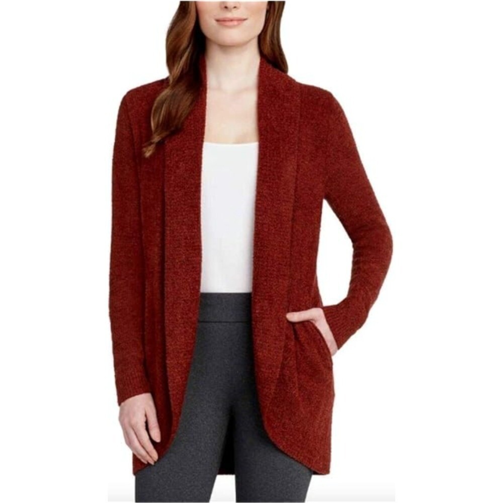 Max & Mia Cozy Cardigan Open Front Knit Sweater Soft Burgundy Small‎ NWOT